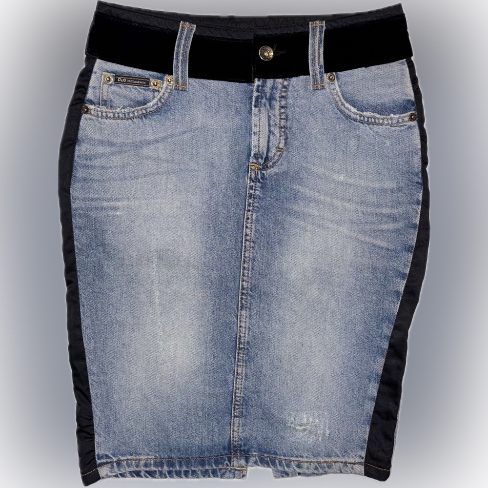 Dolce & Gabbana Paneled Denim Pencil Skirt